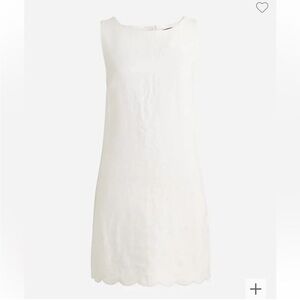 J. Crew Scalloped Trim Shift Dress in White Linen Medium CA670